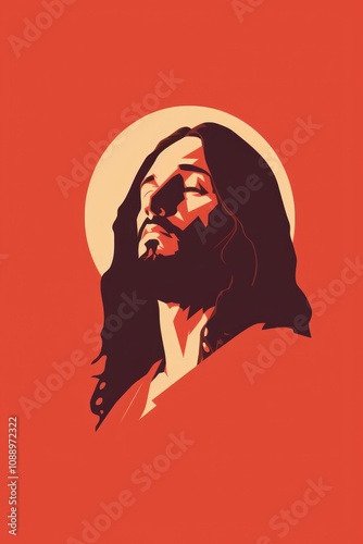 Litograph minimal Jesus adult spirituality creativity. photo