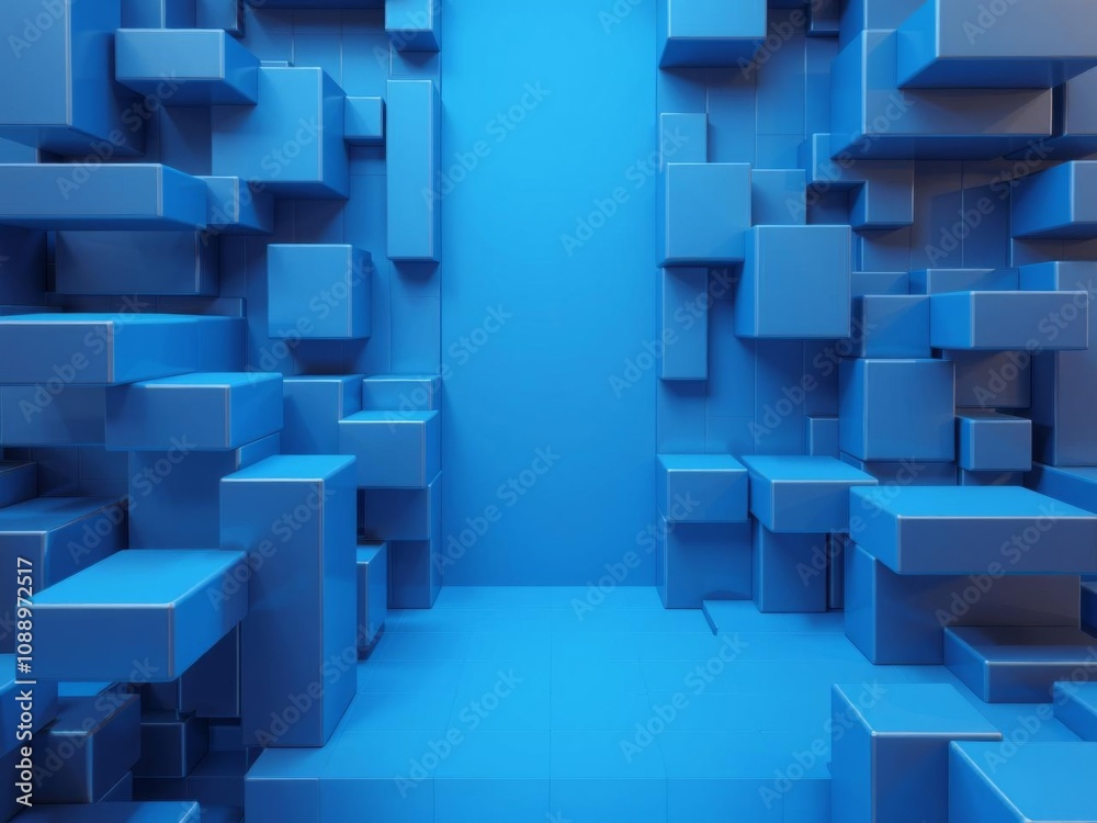 Abstract arrangement of blue 3D blocks creating a futuristic tech wallpaper, creative, concept, technology Abstract arrangement of blue 3D blocks creating a futuristic tech wallpaper, creative, concept, technology