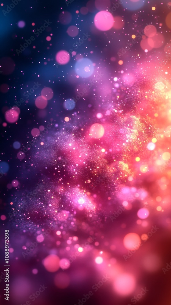 Abstract background with colorful bokeh lights swirling and creating a festive, magical atmosphere Abstract background with colorful bokeh lights swirling and creating a festive, magical atmosphere