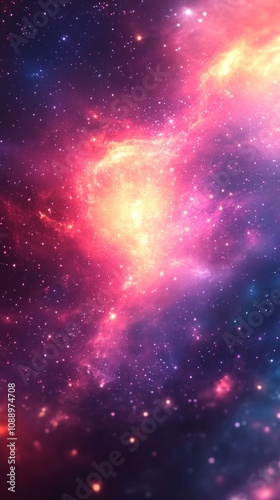 Nebula with vibrant pink, purple, and gold colors creating a stunning cosmic scene