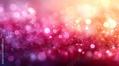 Abstract background with festive pink and gold blurred lights creating a magical and celebratory atmosphere