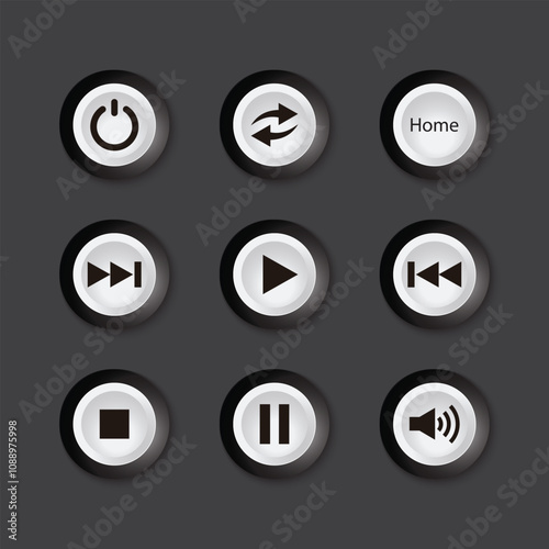 Display button stainless chrome 3d on gray background