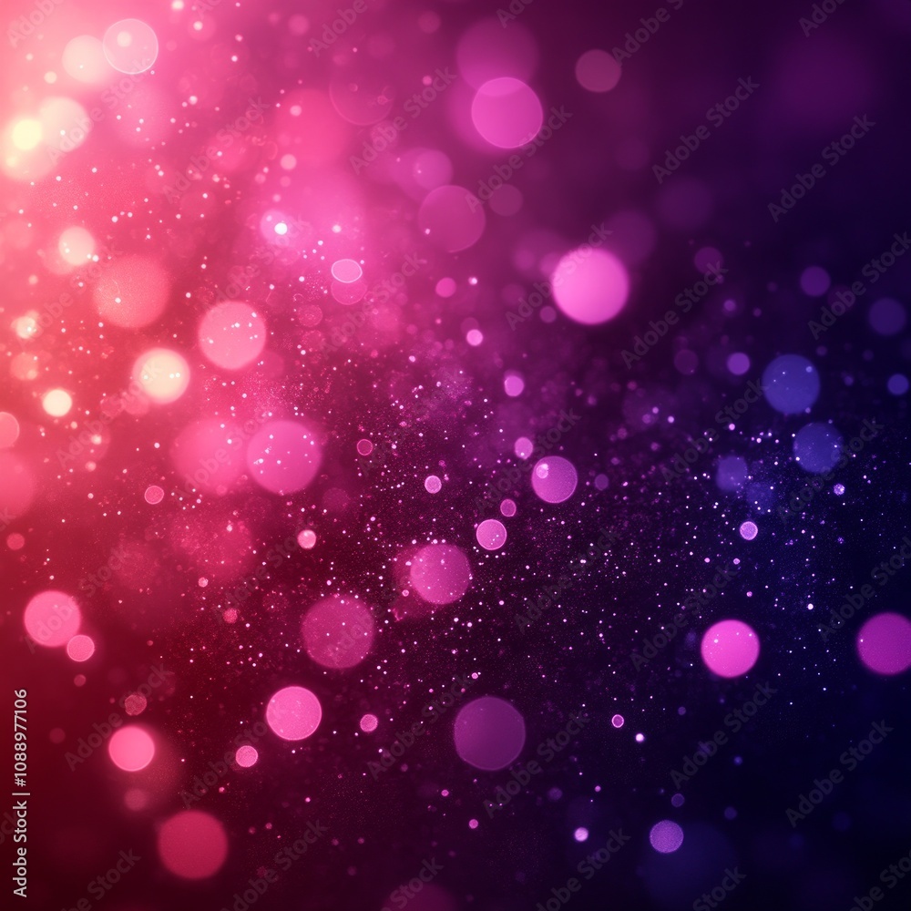 Abstract background with glowing pink and purple bokeh lights creating a festive and magical atmosphere