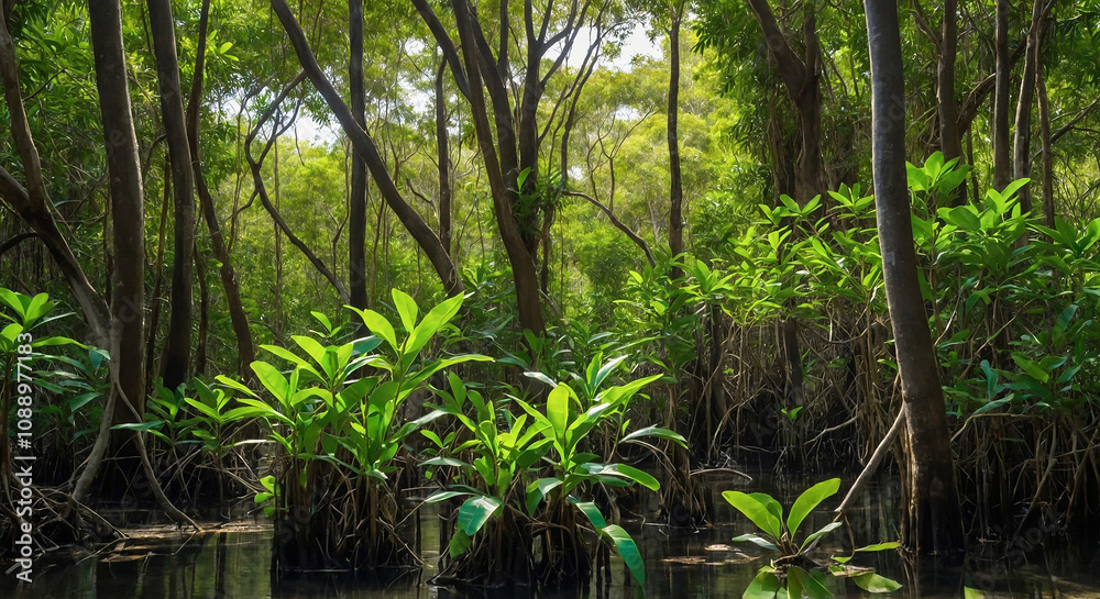 Naklejka premium bamboo forest in the morning