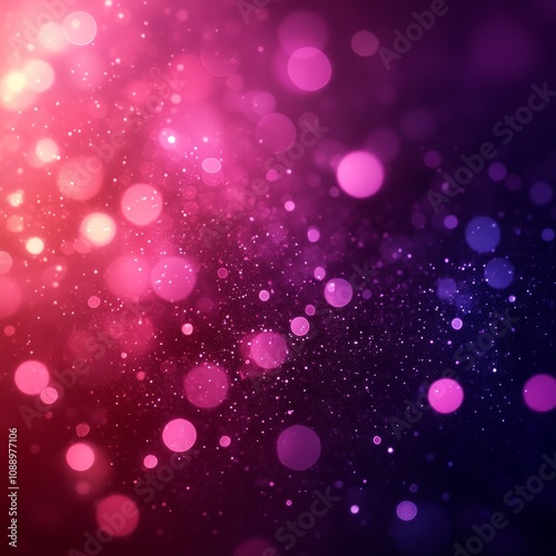Abstract background with glowing pink and purple bokeh lights creating a festive and magical atmosphere