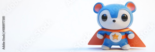 A cute blue bear character in a superhero cape, designed for playful and imaginative themes. photo