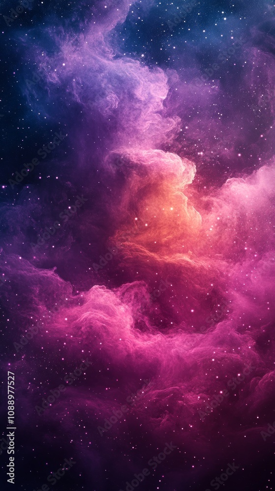 Obraz premium Nebula, a cosmic cloud of gas and dust, illuminates the vast expanse of space with vibrant colors