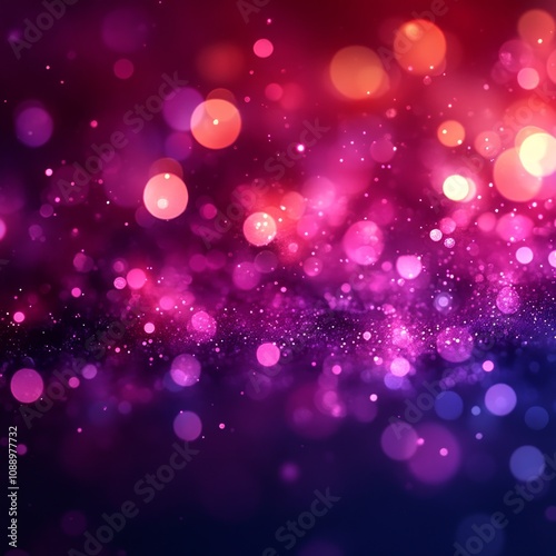 Blurred glittering dust particles creating a magical, festive, and dreamy atmosphere with colorful bokeh lights