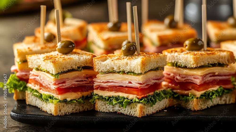 Delicious mini sandwiches kitchen food photography indoor close-up