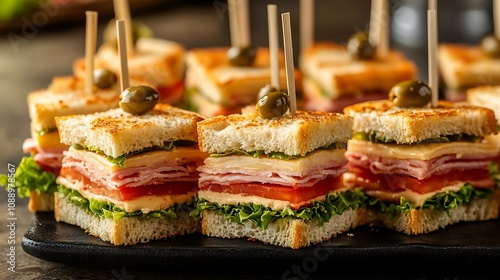 Obraz na płótnie Delicious mini sandwiches kitchen food photography indoor close-up w salonie