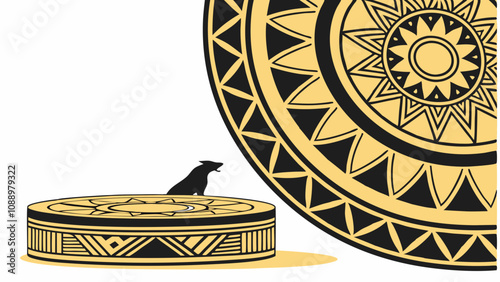 Abstract gold and black circle podium background

