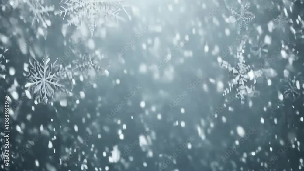 Snowflakes gently falling in a winter wonderland