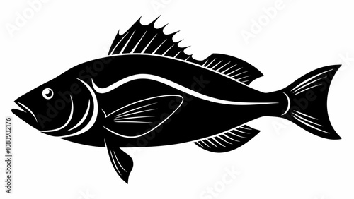 Rockfish fish vector silhouette black illustration on white background