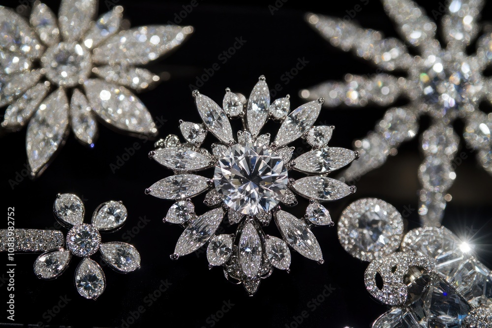 A collection of intricate diamond jewelry pieces showcasing elegance and luxury.