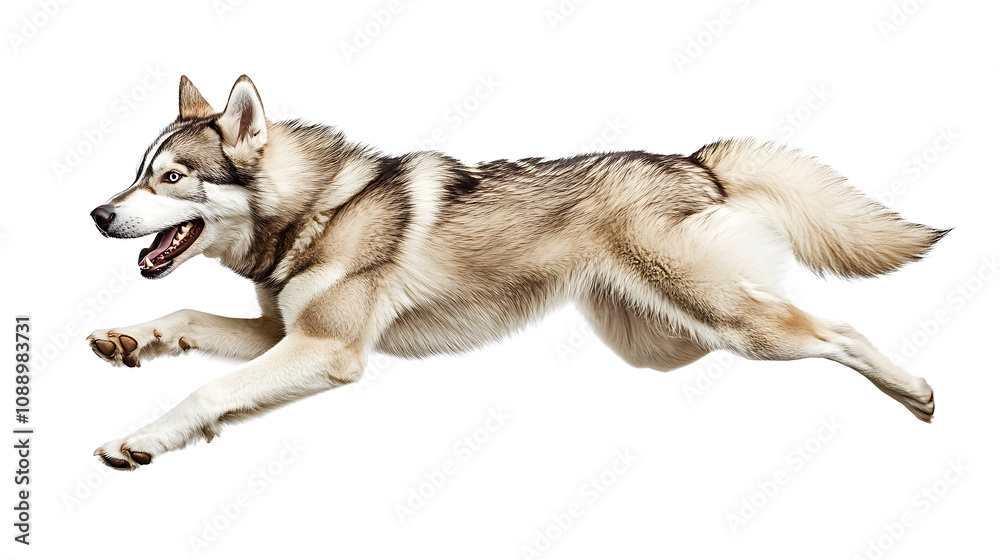 Obraz premium Dynamic shot of Siberian husky running with excitement and energy