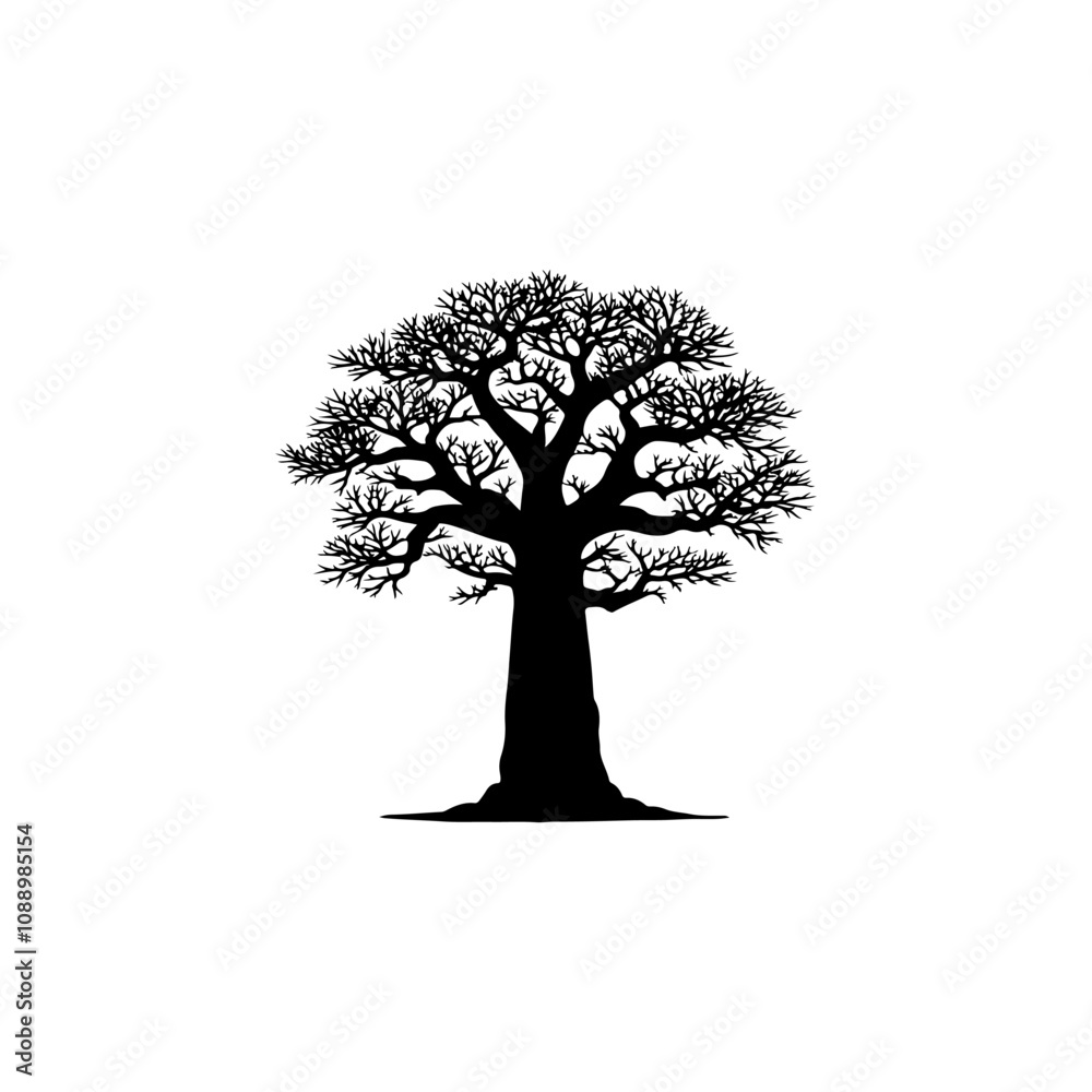 Fototapeta premium Vector Illustration of Baobab Tree Silhouette