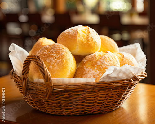 Basket full of traditional Brazilian bread concept of Brazilian food photo