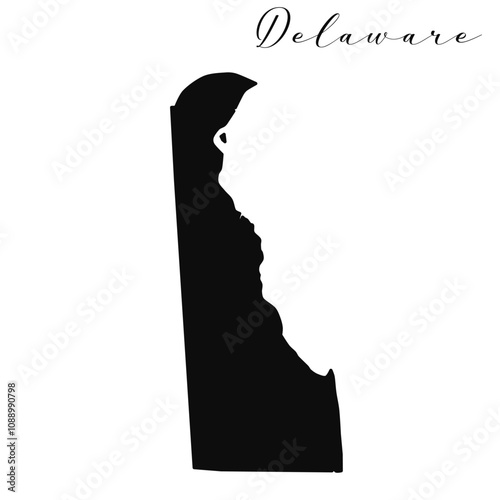 Delaware state isolated black silhouette vector map 