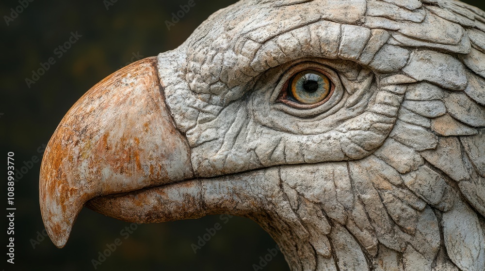 Intricate Carving of a Majestic Bird of Prey Head Intricate Carving of a Majestic Bird of Prey Head