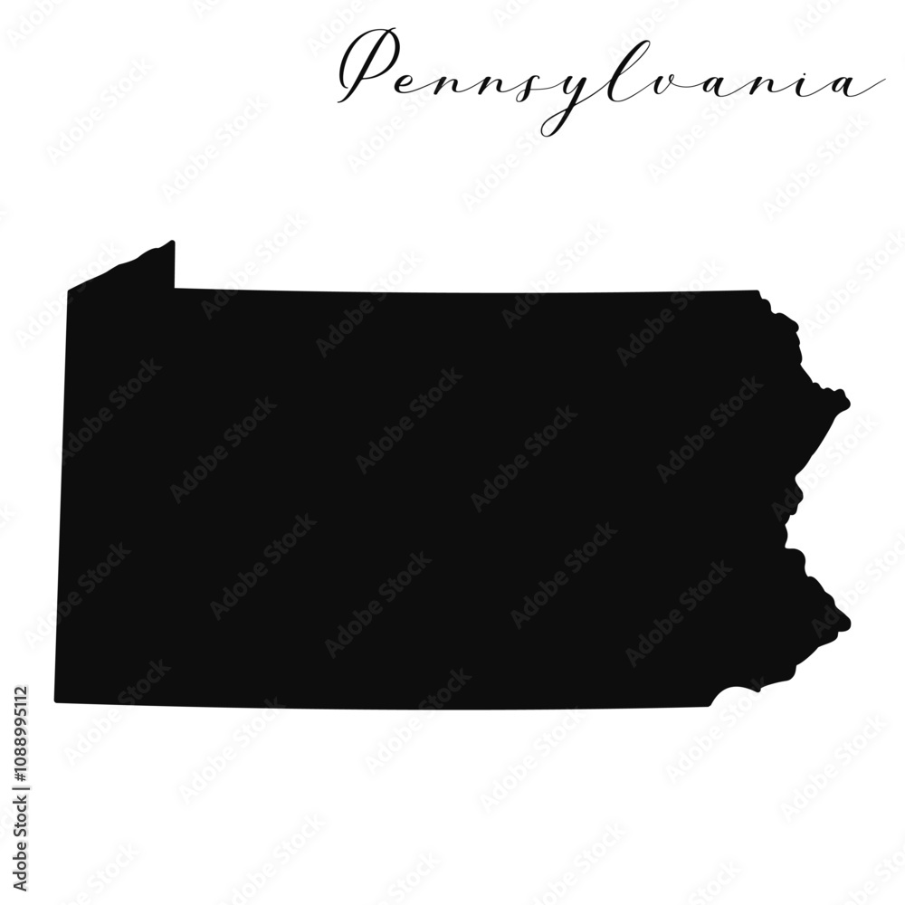 Pennsylvania state isolated black silhouette vector map Pennsylvania state isolated black silhouette vector map