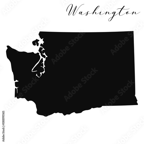 Washington D. C. state isolated black silhouette vector map 
