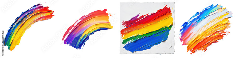 Colorful brush strokes depicting a vibrant rainbow pattern, showcasing a blend of colors in artistic swatches. Colorful brush strokes depicting a vibrant rainbow pattern, showcasing a blend of colors in artistic swatches.