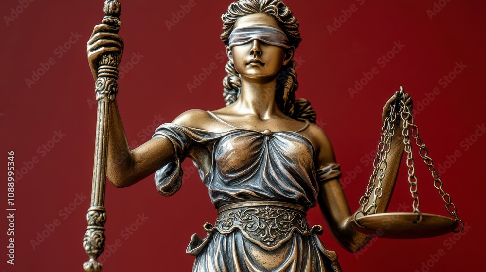Fototapeta premium Lady Justice Statue Symbol of Impartial Judgment
