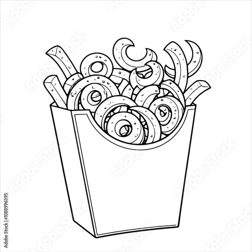 Stunning Curly Fries Illustration – Perfect Spiral Snack Art for Branding & Marketing