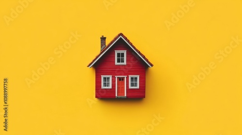 Small Red House Model on Solid Surface