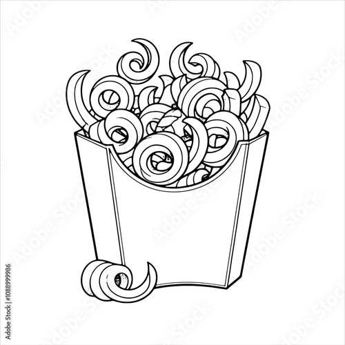 Stunning Curly Fries Illustration – Perfect Spiral Snack Art for Branding & Marketing
