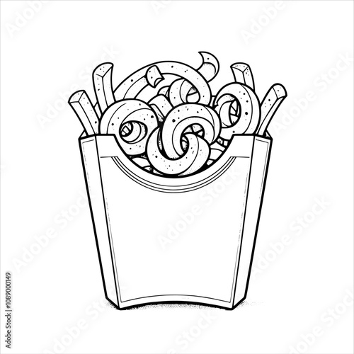 Stunning Curly Fries Illustration – Perfect Spiral Snack Art for Branding & Marketing