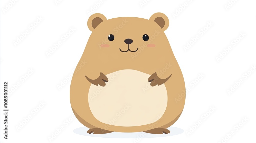 Adorable Cartoon Hamster Illustration Featuring A Happy Round Animal