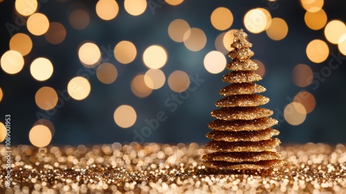 Glittering Christmas tree made of stacked cookies.