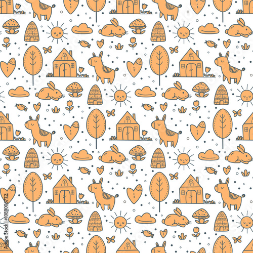 Vector Children's Seamless Pattern Kid Baby Print