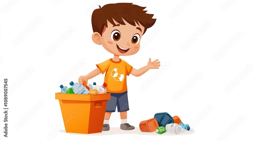 Cartoon child throwing garbage Cartoon child throwing garbage