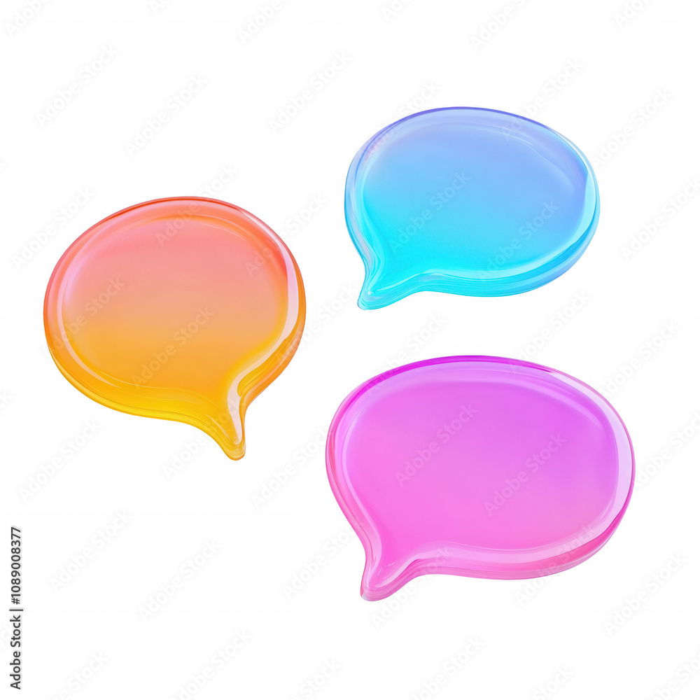 Colorful speech bubbles symbolizing communication and conversation in digital design., isolated on a transparent background. Colorful speech bubbles symbolizing communication and conversation in digital design., isolated on a transparent background.
