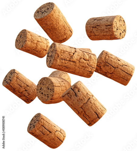 Floating Wine Corks in Mid-Air