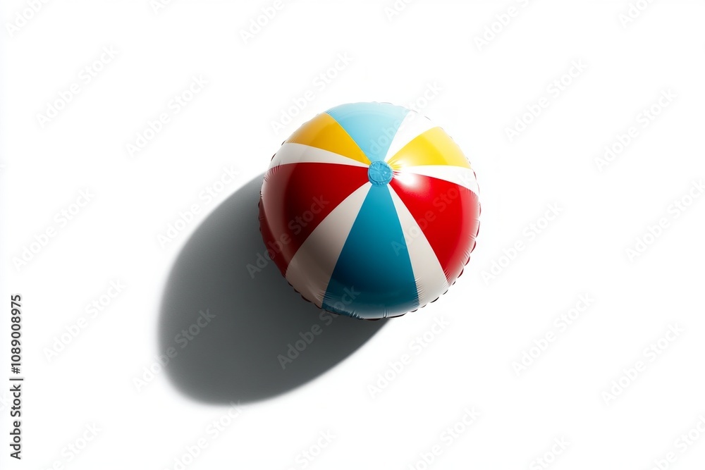A colorful beach ball on a bright surface casting a soft shadow. Perfect for summer fun and outdoor activities. Capture joyful moments with this vibrant accessory. Generative AI A colorful beach ball on a bright surface casting a soft shadow. Perfect for summer fun and outdoor activities. Capture joyful moments with this vibrant accessory. Generative AI