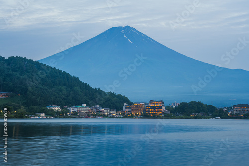 Mount Fuji evening view from Lake Kawaguchiko photo