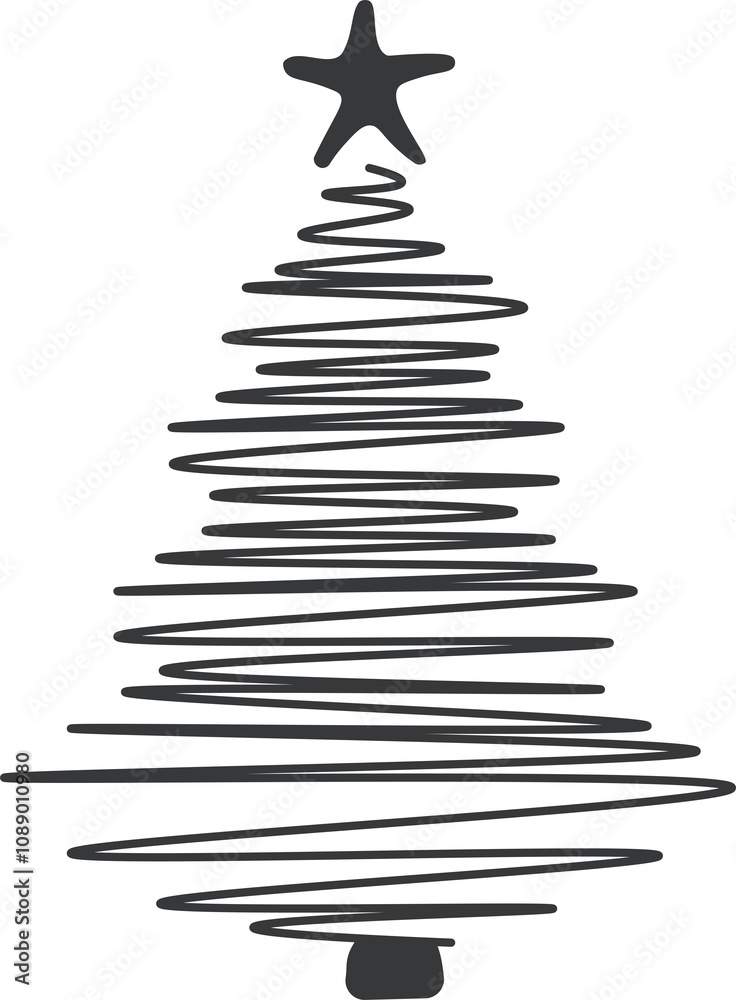 Isolated outline abstract black Christmas Tree, pine glyph, for holiday, December, winter graphic element Isolated outline abstract black Christmas Tree, pine glyph, for holiday, December, winter graphic element
