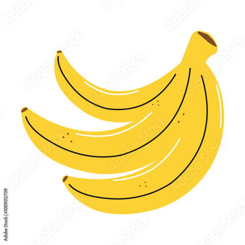 Bunch of yellow babanas in flat style on white background.Vector design isolated photo