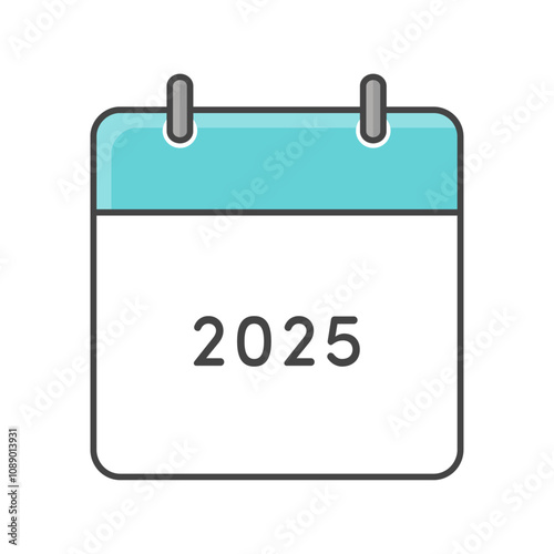 シンプルな西暦2025年のカレンダーのアイコン - 暦のイラストや年間計画のイメージ素材