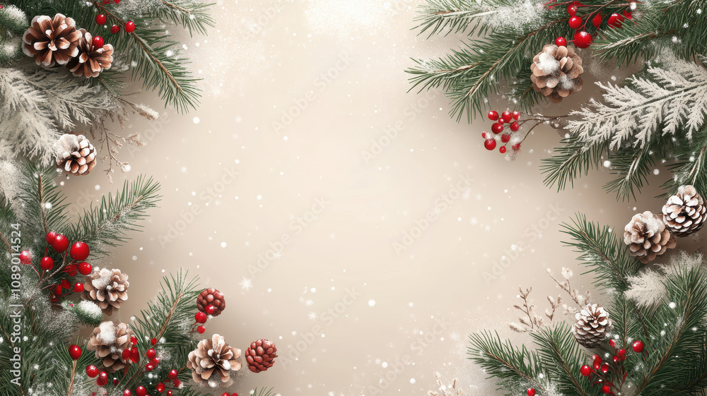 Rustic holiday frame with wreaths and pine branches vector illustration Rustic holiday frame with wreaths and pine branches vector illustration