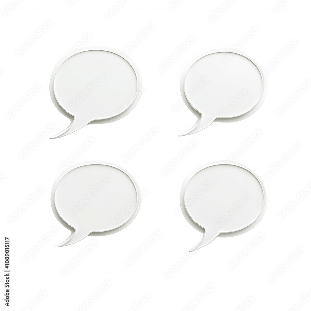 Four blank speech bubbles for adding custom text in graphic designs or presentations., isolated on a transparent background. Four blank speech bubbles for adding custom text in graphic designs or presentations., isolated on a transparent background.