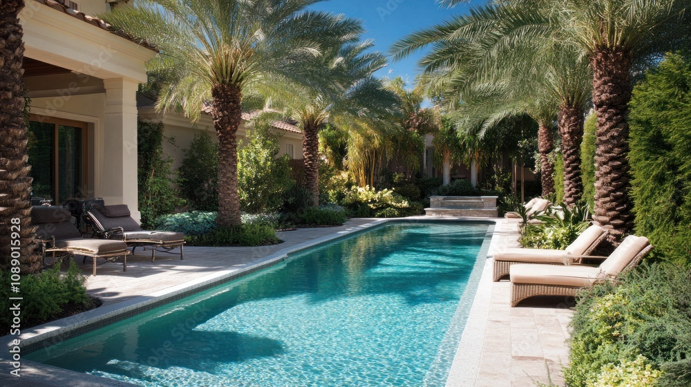 Fototapeta premium Luxury Poolside Oasis
