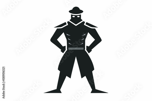 Character poses confidently with hands on hips against white background.