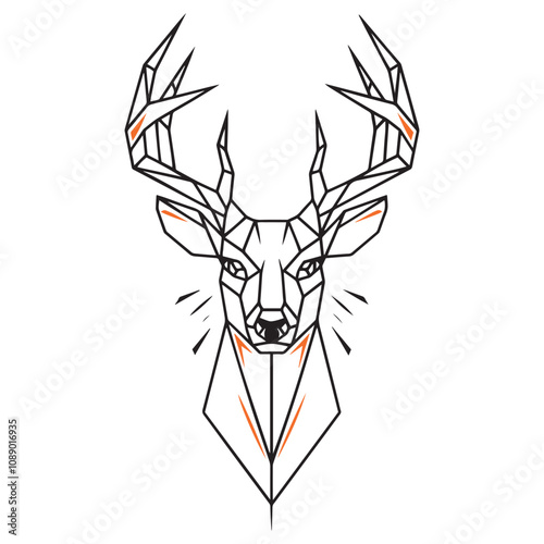 Abstract Deer head vector, gematric shape deer vector, deer head outline art, deer logo design icon photo