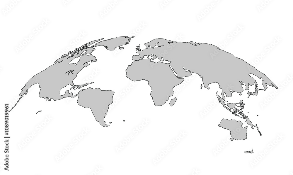 Vector illustration of a world map, 3d perspective. Vector illustration of a world map, 3d perspective.