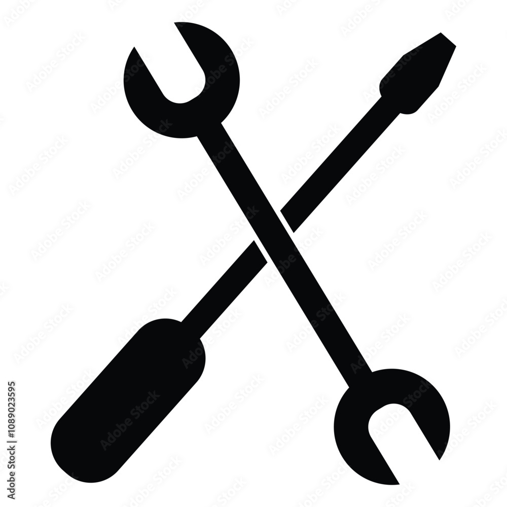 Wrench and screwdriver icon vector. Maintenance simple repair icon in trendy flat design. Wrench and screwdriver icon symbol isolated on white background. Vector illustration. Wrench and screwdriver icon vector. Maintenance simple repair icon in trendy flat design. Wrench and screwdriver icon symbol isolated on white background. Vector illustration.