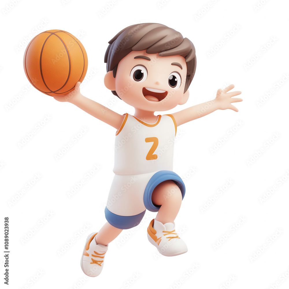 A cheerful cartoon boy actively playing basketball, showcasing joy and energy., isolated on a transparent background. A cheerful cartoon boy actively playing basketball, showcasing joy and energy., isolated on a transparent background.